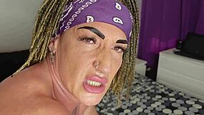 Muscular milf bodybuilder rims deep throats before big ass anal breaking with clit squirt