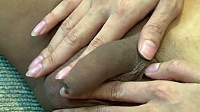 tranny asian femboy with big tits masturbates in fishnets and heels