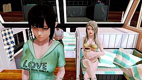 Harem hotel game episode 152 unfolds with raw hotel room action