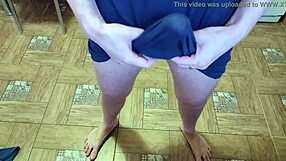 Guys share a casual living room massage with closeup views