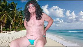 teasing beach voyeur preview hides agarabas and olpr's big ass shakes and foot play