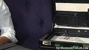 Spunky Masseuse Sucks Monster Cock In Lingerie Handjob Session