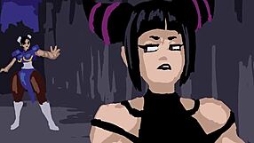 Juri dominates chun li in brutal street fighter maledom sex battle.