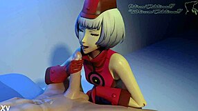 Elizabeth from Persona 3 Strokes Cock in Eager Handjob Frenzy