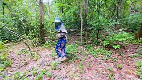 thai girl forest walk turns into quick outdoor doggystyle creampie