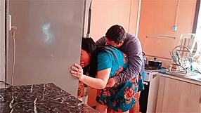 she sneaks to fridge but gets caught bent over kitchen cock pounding?