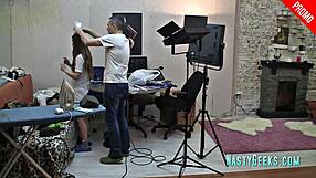 Nurse in stockings seduces with legs during patient photoshoot