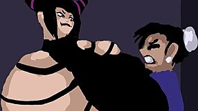 Juri dominates chun li in brutal street fighter maledom sex battle.