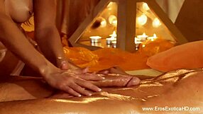 Erotic massage... blonde cougar gropes lover's cock so hungrily 😍💦