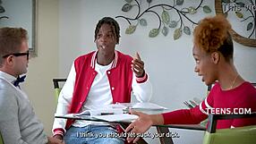 Tutor bangs black teen stepsis lacey london moaning interracial orgasms