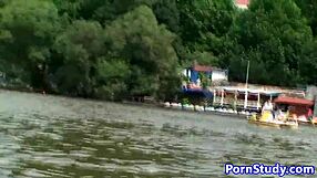 Public Nude Fetish Czech Eurobabe Strips and Rides Waterbike Outdoors