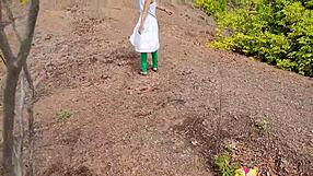 Jungle romp tears aunt's chut doggystyle in wild indian creampie threesome