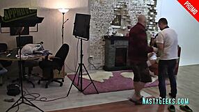 Nurse in stockings seduces with legs during patient photoshoot