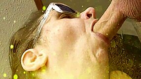 Bold deepthroat action on huge 8-inch uncut cock by sensual amateur babe