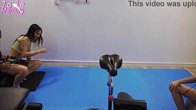 trainer fucks our athletic yoga friend hard in gym!