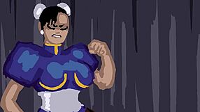 Juri dominates chun li in brutal street fighter maledom sex battle.