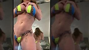did you catch sophie dee's huge tits posing in bikini before fucking herself hard?