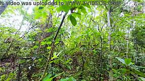 thai girl forest walk turns into quick outdoor doggystyle creampie