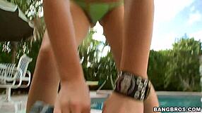 Amateur jerks poolside cock hard