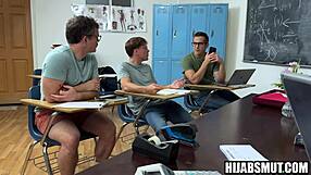 muslim teacher gets fucked hard in classroom foursome by american students