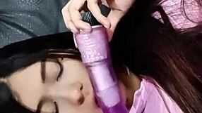 mom's hot colombian friend lets me film her epic sloppy blowjob on bed