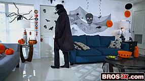 cecilia hosts wild halloween group bang with bent over brunette teen riding surprise cocks.