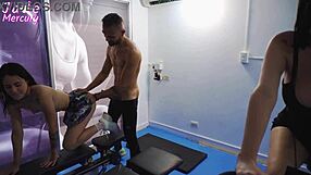 trainer fucks our athletic yoga friend hard in gym!