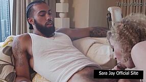 sara jay rides cock moaning hard for james angel's deep fuck