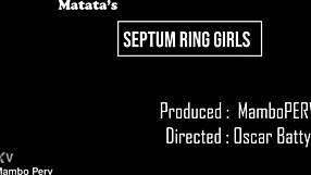 Pale Brazilian Juh's septum ring shakes in interracial anal ATM FFM gape