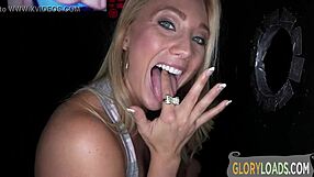 blonde babe, suck that cock at gloryhole then take doggystyle cumshot?