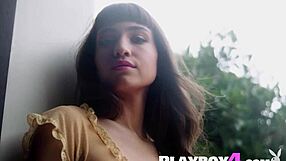 Petite Milf Rips Clothes Exposing Natural Tits for Playboy