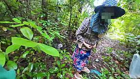 thai girl forest walk turns into quick outdoor doggystyle creampie