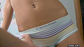 Petite blonde bombshell rides monster cock cowgirl in juicy bathroom quickie.