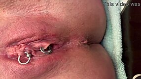 Pierced Clit Housewife Rubs Hard in Latex Gloves with Gushing Pee Stream