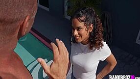 shy petite stepdaughter rides father-in-law's monster cock fully