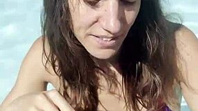 WILD POOL FUCK WITH SLUTTY MILF TITS BOUNCING CLOSE-UP CUMSHOT FACIAL