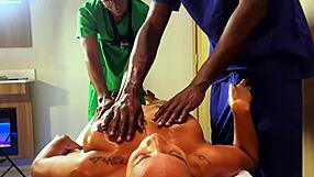 our four-hand massage turned into rough pounding