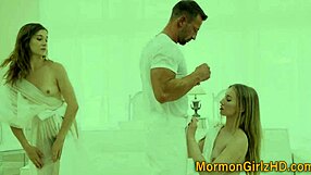 Mormon babes take hardcore threesome pounding missionary style