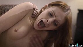 Neighbor spies on petite redhead teen next door while her family heads out for the day