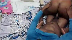 Eats juicy ebony ass shakes big natural tits in homemade bedroom fuck