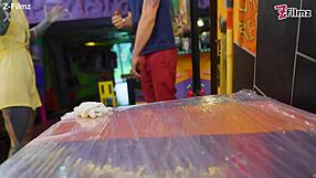 Pornstar tattoo artist bends over for customer's brutal anal pounding then sloppy ass to mouth before massive facial cumshot