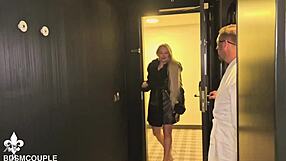 GODDESS PUNISHES SLAVE IN CAGE WITH SPANKING AND PUSSY TEASE!