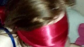 girlfriend blindfolded sucking unaware of filming
