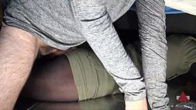 filipina grinds big ass on cock for pantyhose thigh fuck and shorts assjob