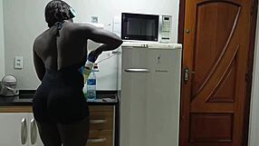 sexy brazilian fitness babe teaches neighbor squats