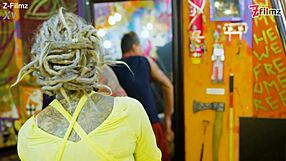 Pornstar tattoo artist bends over for customer's brutal anal pounding then sloppy ass to mouth before massive facial cumshot