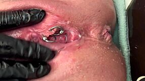 Pierced Clit Housewife Rubs Hard in Latex Gloves with Gushing Pee Stream