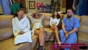 Aria Nicole's petite shaved pussy spread for tickling in nurse humiliation!