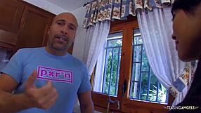 young asian babe bent over doggystyle interracial with cumshot dripping on her cute trimmed face