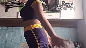 petite asian babe tones tight body in sexy workout shorts and fitness routine